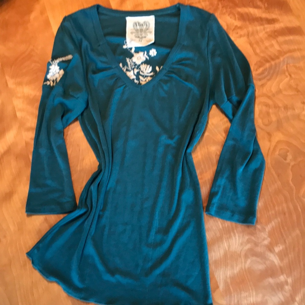 Alix K silk and cotton knit top with embroidery